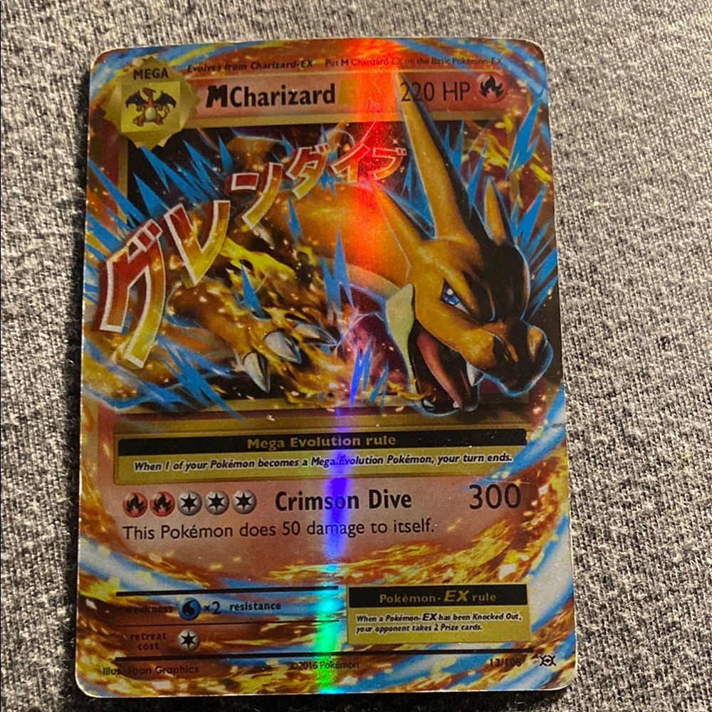 Pokemon Mega Charizard EX Red Orange Holographic Card
